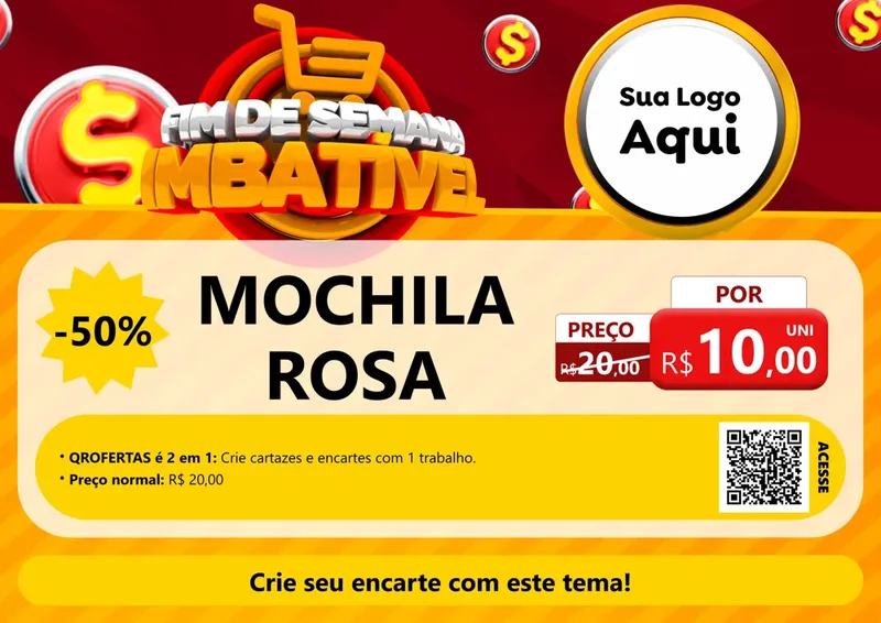 Modelo de Cartaz para Cartaz A4 Horizontal com o tema Fim de Semana Imbatível para Papelaria