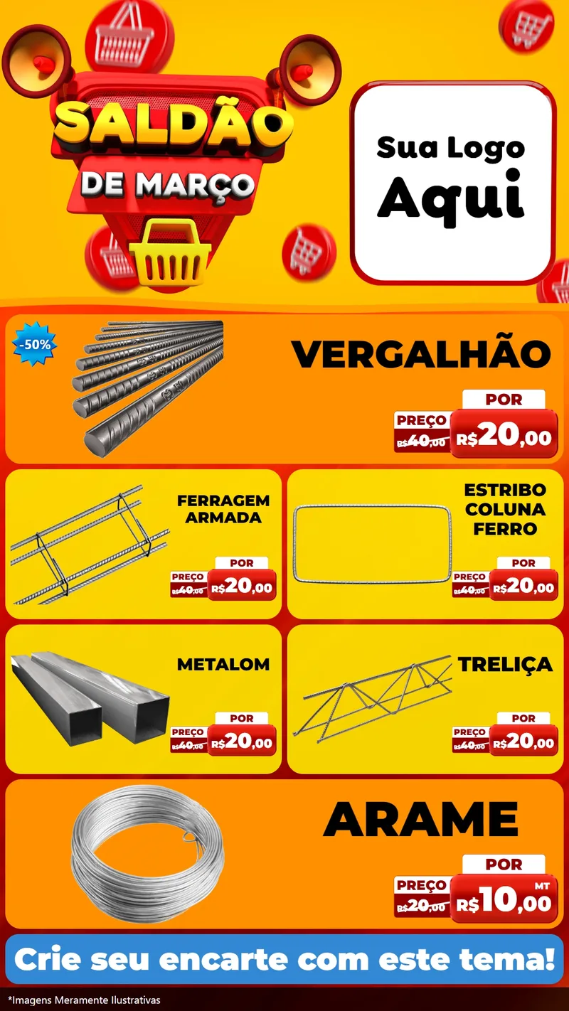 Modelo de TV para TV Vertical com o tema Saldão de Março para Ferragens