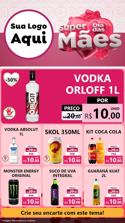 Modelo de Rede Social para Stories com o tema Super Dia Das Mães para Distribuidora de bebidas