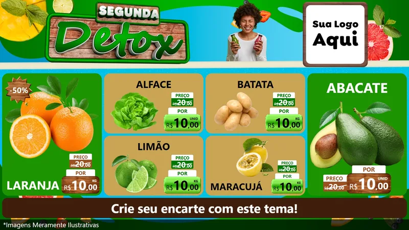 Modelo de TV para TV Horizontal com o tema Segunda Detox para Hortifrúti