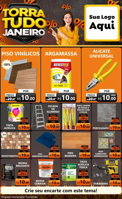 Modelo de Encarte para Encarte Grande com o tema Torra Tudo Janeiro para Material para Construção