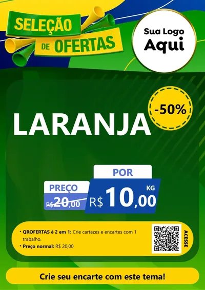 Modelo de Cartaz para Cartaz A4 Vertical com o tema Seleção de Ofertas - Copa para Hortifrúti