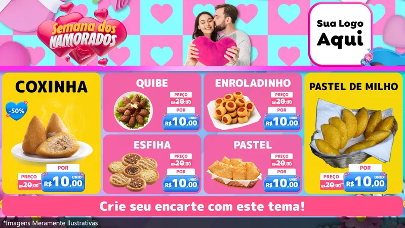 Modelo de TV para TV Horizontal com o tema Semana dos Namorados para Salgadaria