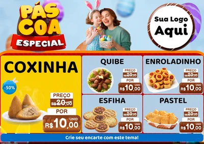 Modelo de Encarte para Encarte A4 Horizontal com o tema Páscoa Especial para Salgadaria