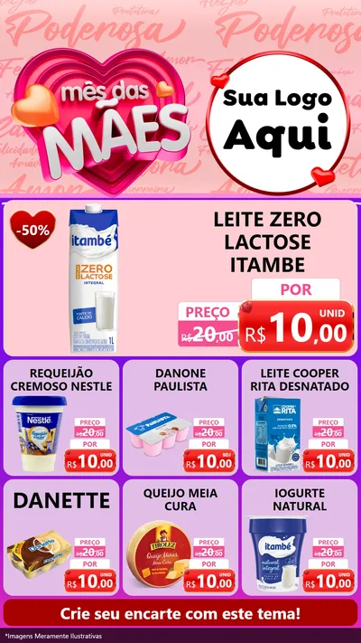 Modelo de Rede Social para Stories com o tema Mês Das Mães para Frios e Laticínios