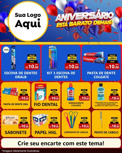 Modelo de Rede Social para Feed Instagram com o tema Aniversário para Higiene Pessoal