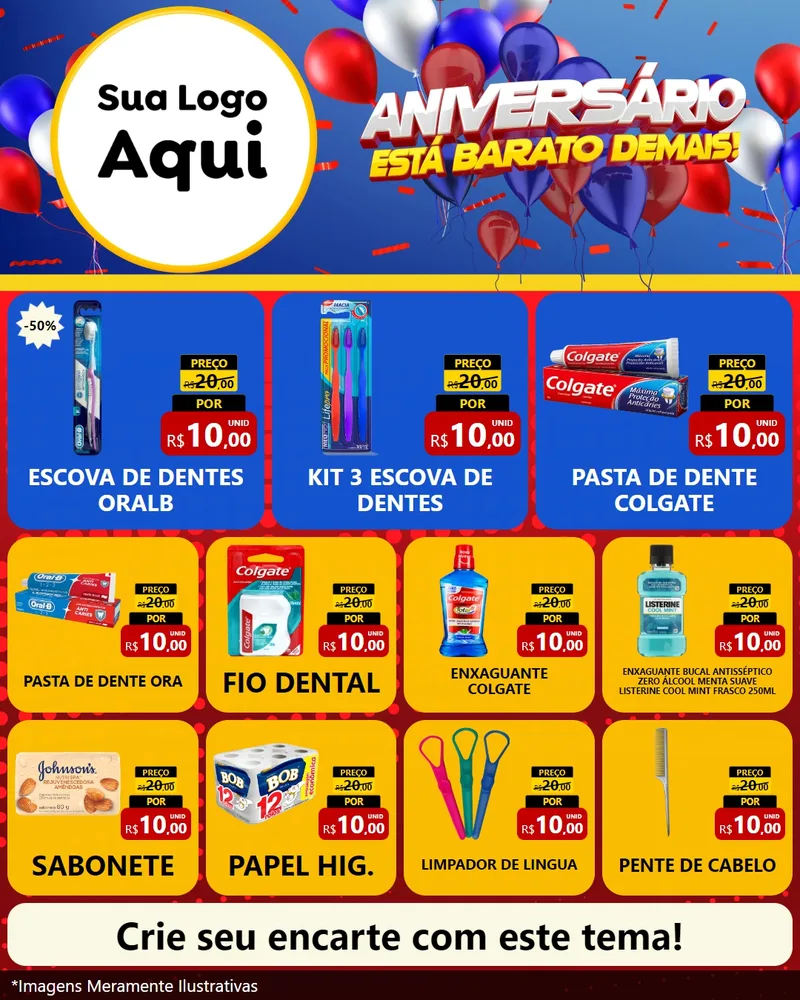Modelo de Rede Social para Feed Instagram com o tema Aniversário para Higiene Pessoal