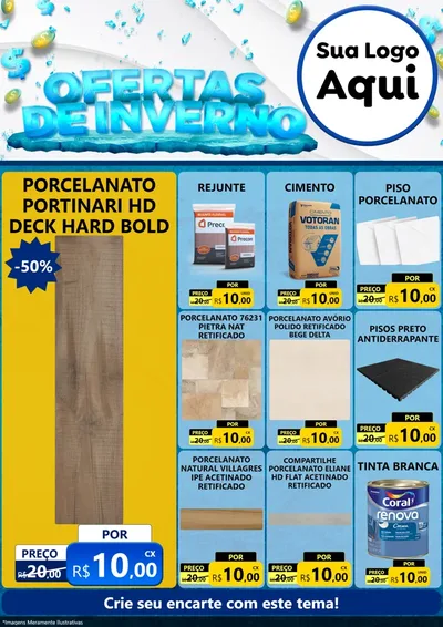 Modelo de Encarte para Encarte A4 Vertical com o tema Ofertas de Inverno para Pisos e revestimentos