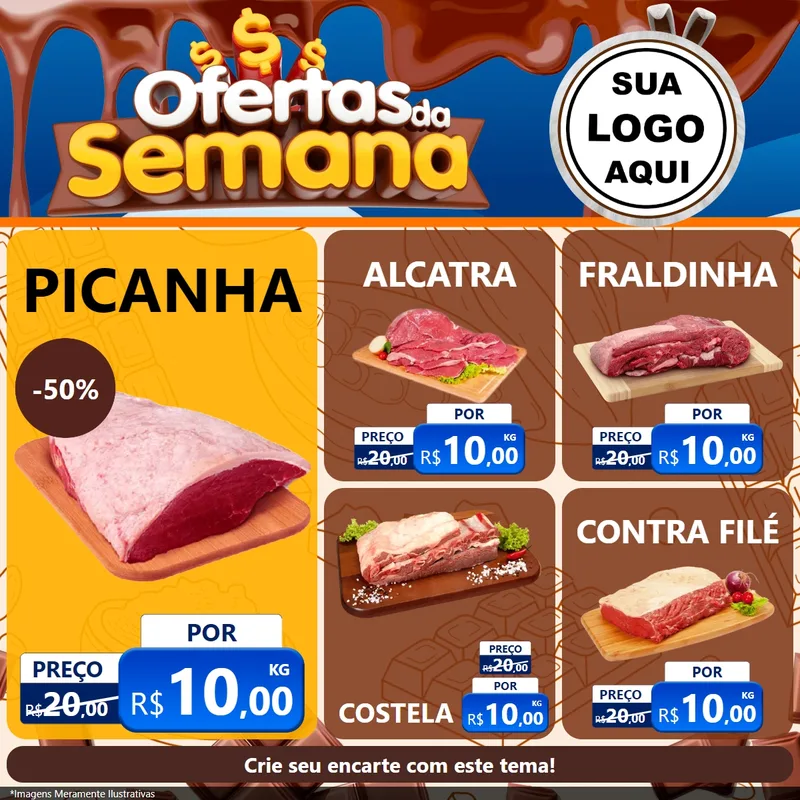 Modelo de Rede Social para Feed Facebook com o tema Ofertas da Semana - Páscoa para Açougue