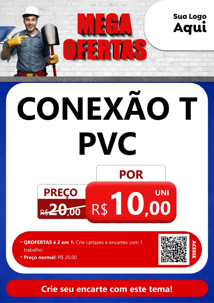 Modelo de Cartaz para Cartaz A4 Vertical com o tema Material de Construção para Tubos e conexões
