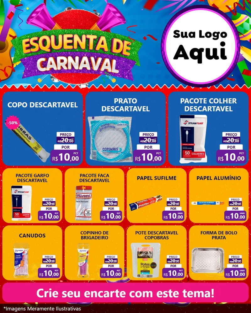 Modelo de Rede Social para Feed Instagram com o tema Esquenta de Carnaval para Embalagens