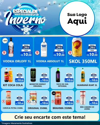 Modelo de Rede Social para Feed Instagram com o tema Especial de Inverno para Distribuidora de bebidas