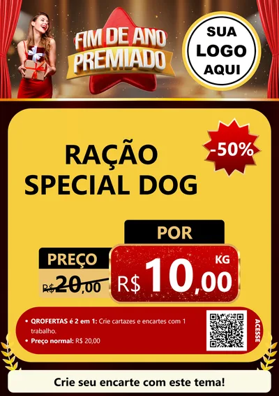 Modelo de Cartaz para Cartaz A4 Vertical com o tema Fim de Ano Premiado para Pet Shop