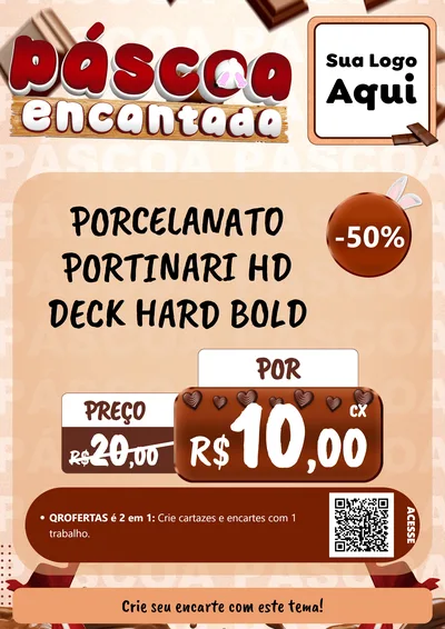 Modelo de Cartaz para Cartaz A4 Vertical com o tema Páscoa Encantada para Pisos e revestimentos