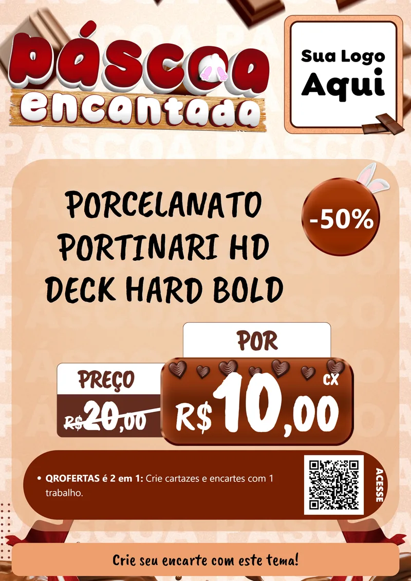 Modelo de Cartaz para Cartaz A4 Vertical com o tema Páscoa Encantada para Pisos e revestimentos