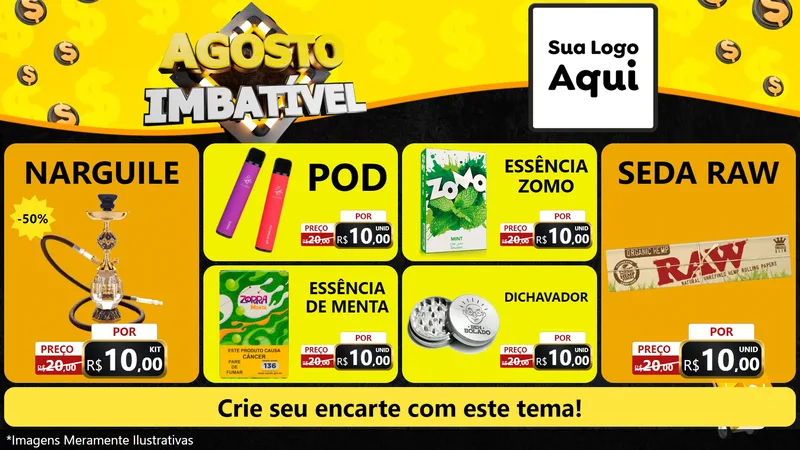 Modelo de TV para TV Horizontal com o tema Agosto Imbatível para Tabacaria