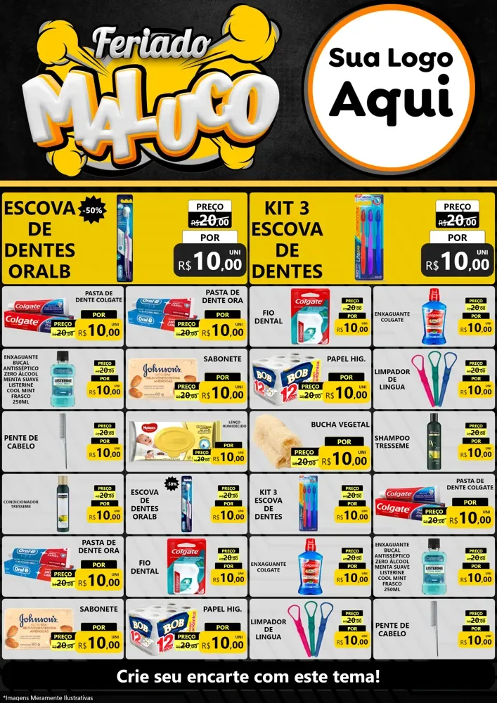 Modelo de Encarte para Encarte A4 Vertical com o tema Feriado Maluco para Higiene Pessoal