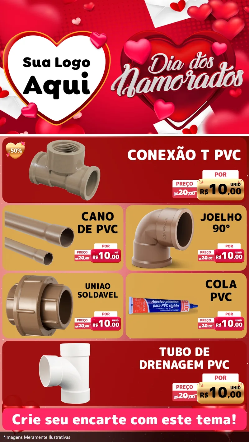 Modelo de TV para TV Vertical com o tema Dia Dos Namorados para Tubos e conexões