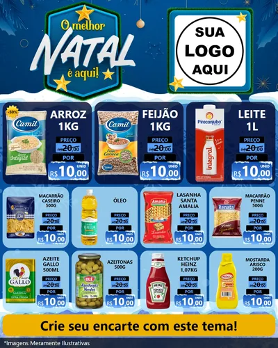 Modelo de Rede Social para Feed Instagram com o tema O Melhor Natal É Aqui! para Supermercado