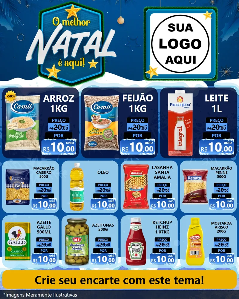 Modelo de Rede Social para Feed Instagram com o tema O Melhor Natal É Aqui! para Supermercado