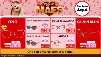 Modelo de TV para TV Horizontal com o tema Especial Dia Das Mães para Óticas