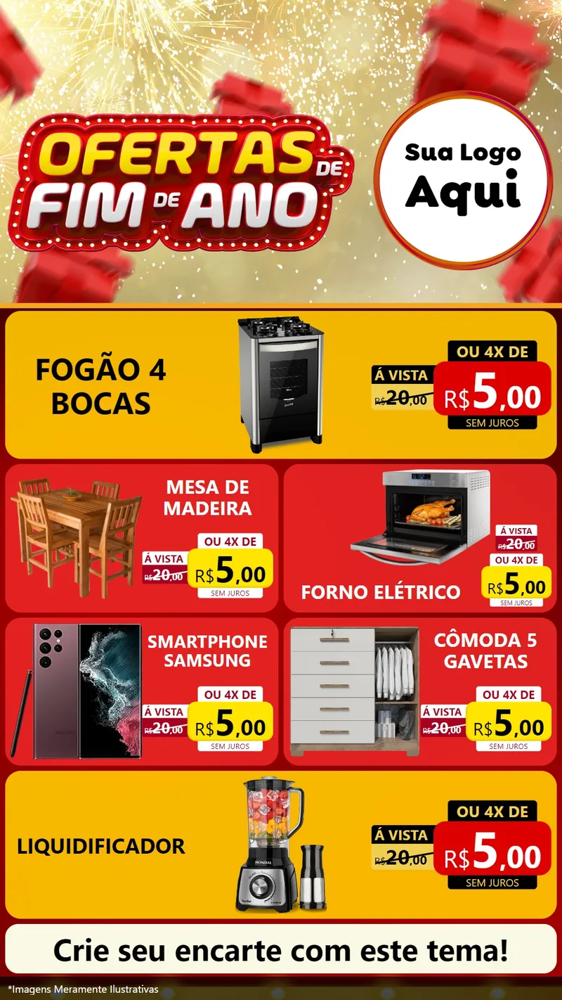 Modelo de TV para TV Vertical com o tema Ofertas de Fim de Ano para Móveis e Eletro