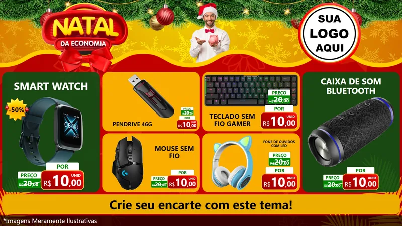 Modelo de TV para TV Horizontal com o tema Natal da Economia para Informática