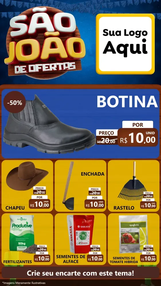 Modelo de Rede Social para Stories com o tema São João Ofertas Imbatíveis! - Junina para Agropecuária