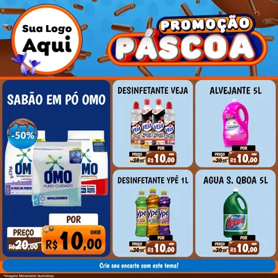 Modelo de Rede Social para Feed Facebook com o tema Promoção Páscoa para Produtos de Limpeza