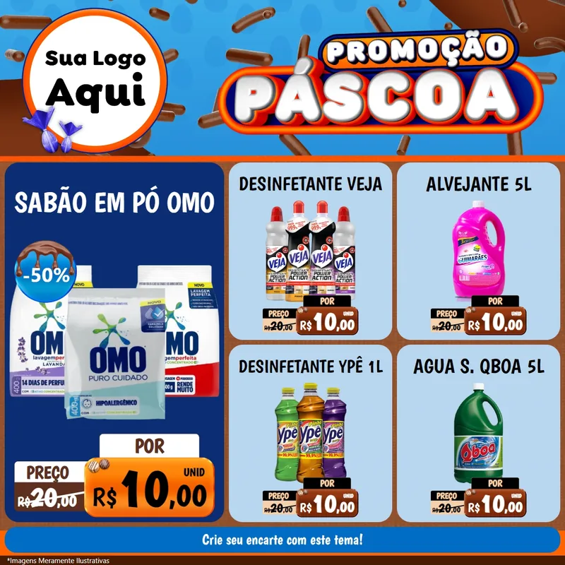 Modelo de Rede Social para Feed Facebook com o tema Promoção Páscoa para Produtos de Limpeza
