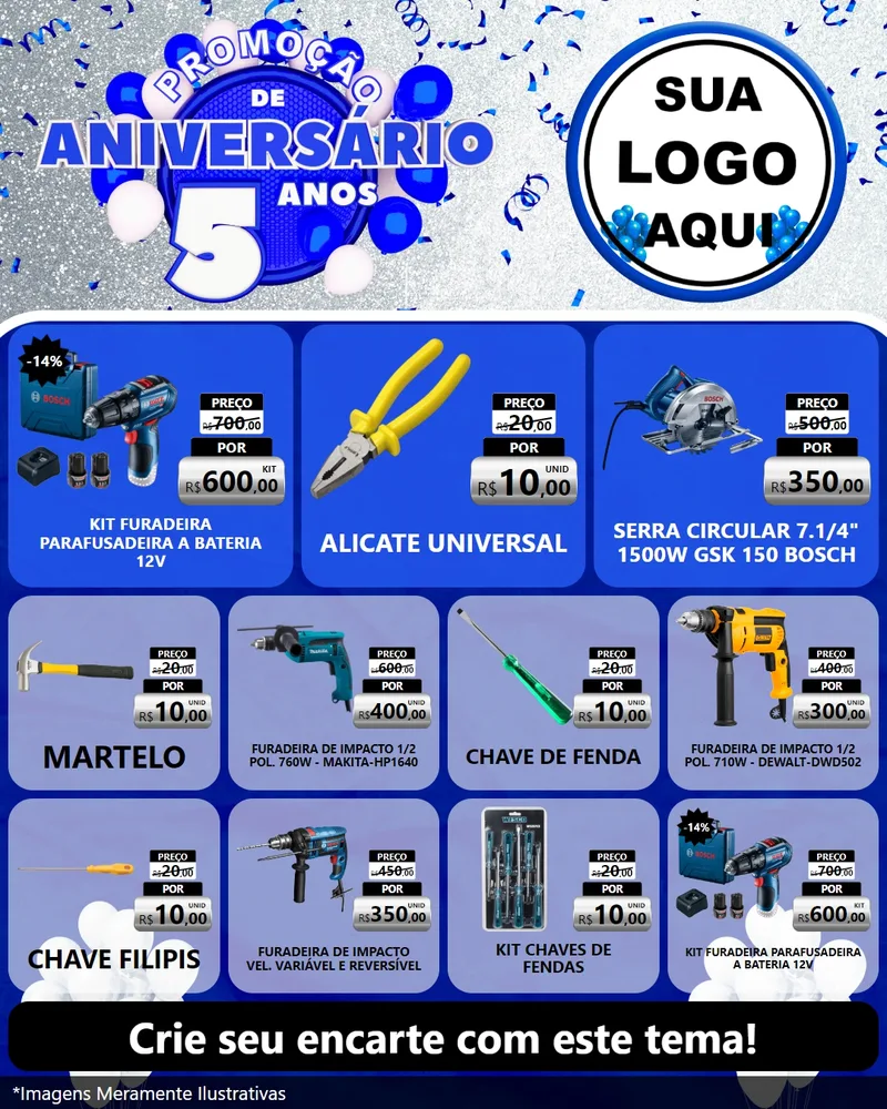 Modelo de Rede Social para Feed Instagram com o tema Promoção de Aniversário - 5 Anos para Maquinas e Ferramentas