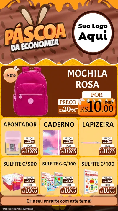 Modelo de Rede Social para Stories com o tema Páscoa da Economia para Papelaria