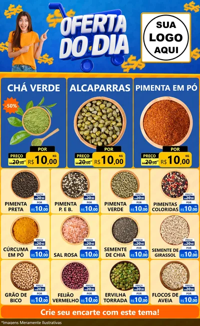 Modelo de Encarte para Encarte Grande com o tema Oferta do Dia para Produtos Naturais