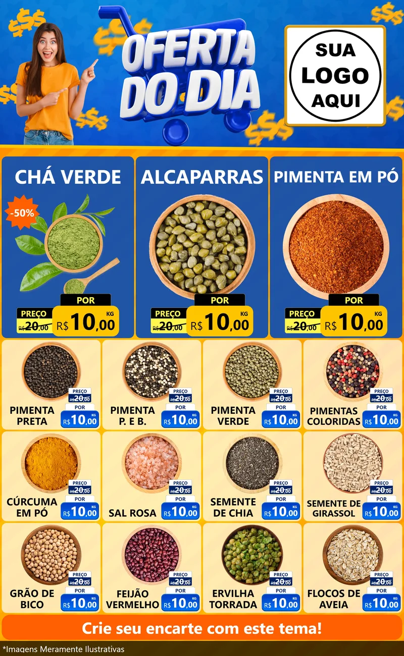 Modelo de Encarte para Encarte Grande com o tema Oferta do Dia para Produtos Naturais