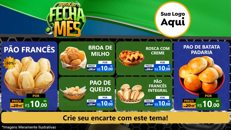 Modelo de TV para TV Horizontal com o tema Operação Fecha Mês para Padaria