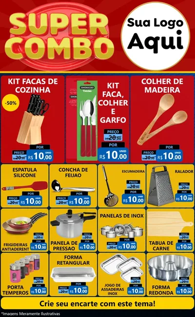 Modelo de Encarte para Encarte Grande com o tema Super Combo para Utilidades Domésticas