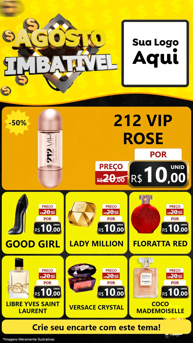 Modelo de Rede Social para Stories com o tema Agosto Imbatível para Perfumes