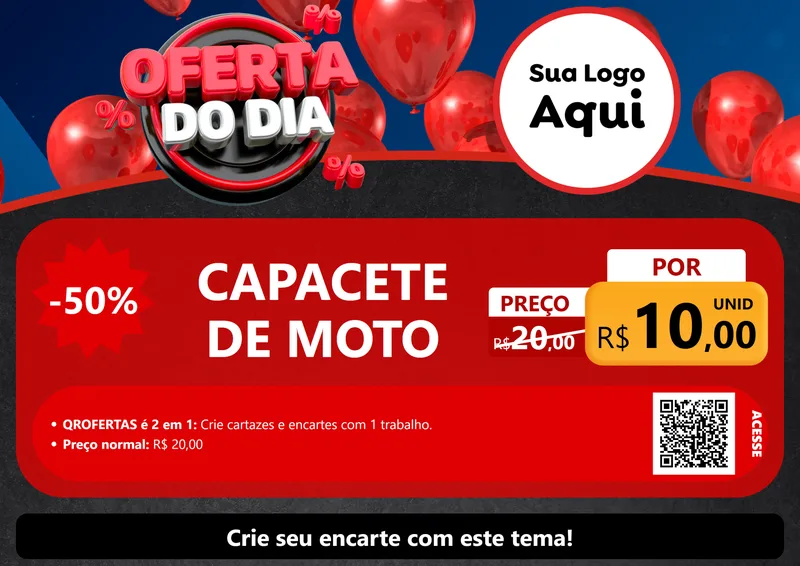 Modelo de Cartaz para Cartaz A4 Horizontal com o tema Oferta do Dia para Moto peças