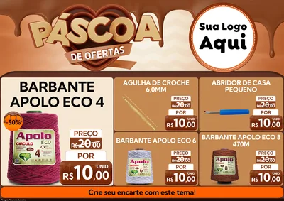 Modelo de Encarte para Encarte A4 Horizontal com o tema Páscoa de Ofertas para Armarinho e Aviamentos
