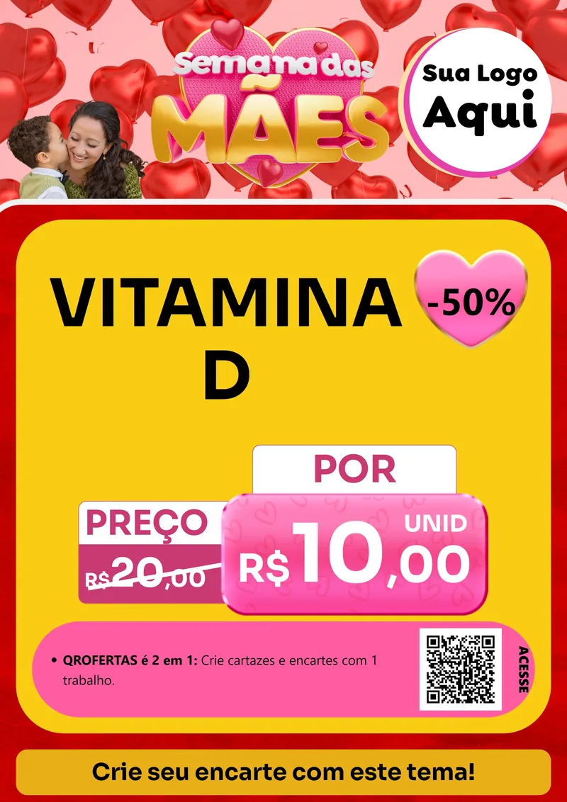 Modelo de Cartaz para Cartaz A4 Vertical com o tema Semana Das Mães para Farmácia