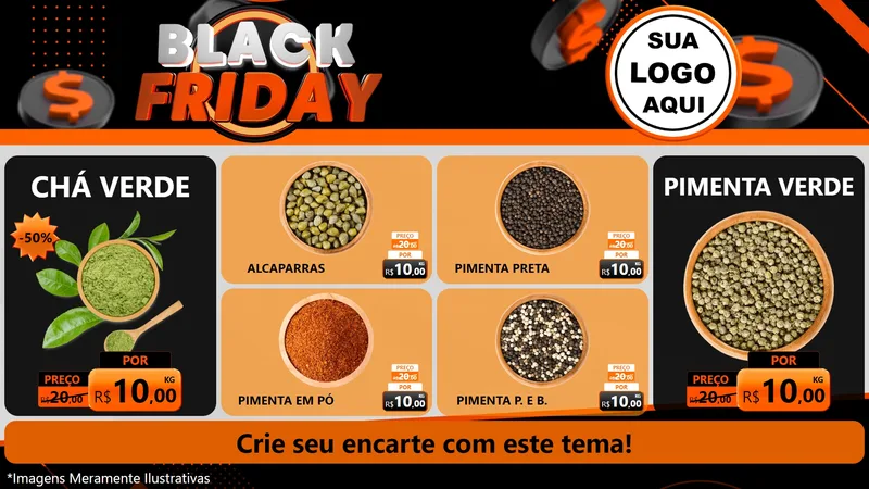 Modelo de TV para TV Horizontal com o tema Black Friday para Produtos Naturais