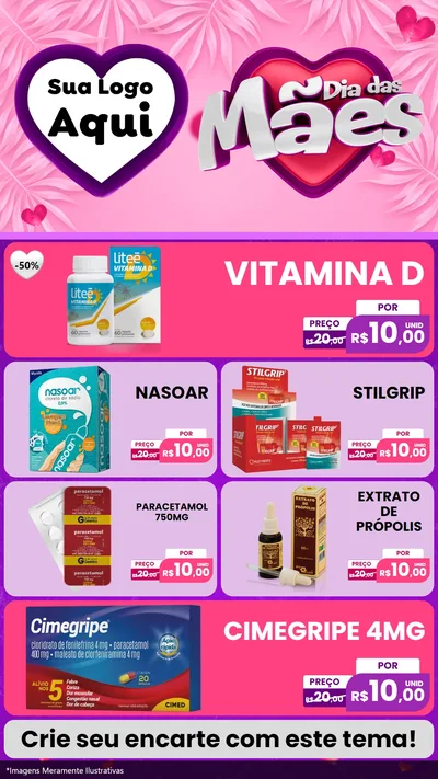Modelo de TV para TV Vertical com o tema Dia das Mães para Farmácia