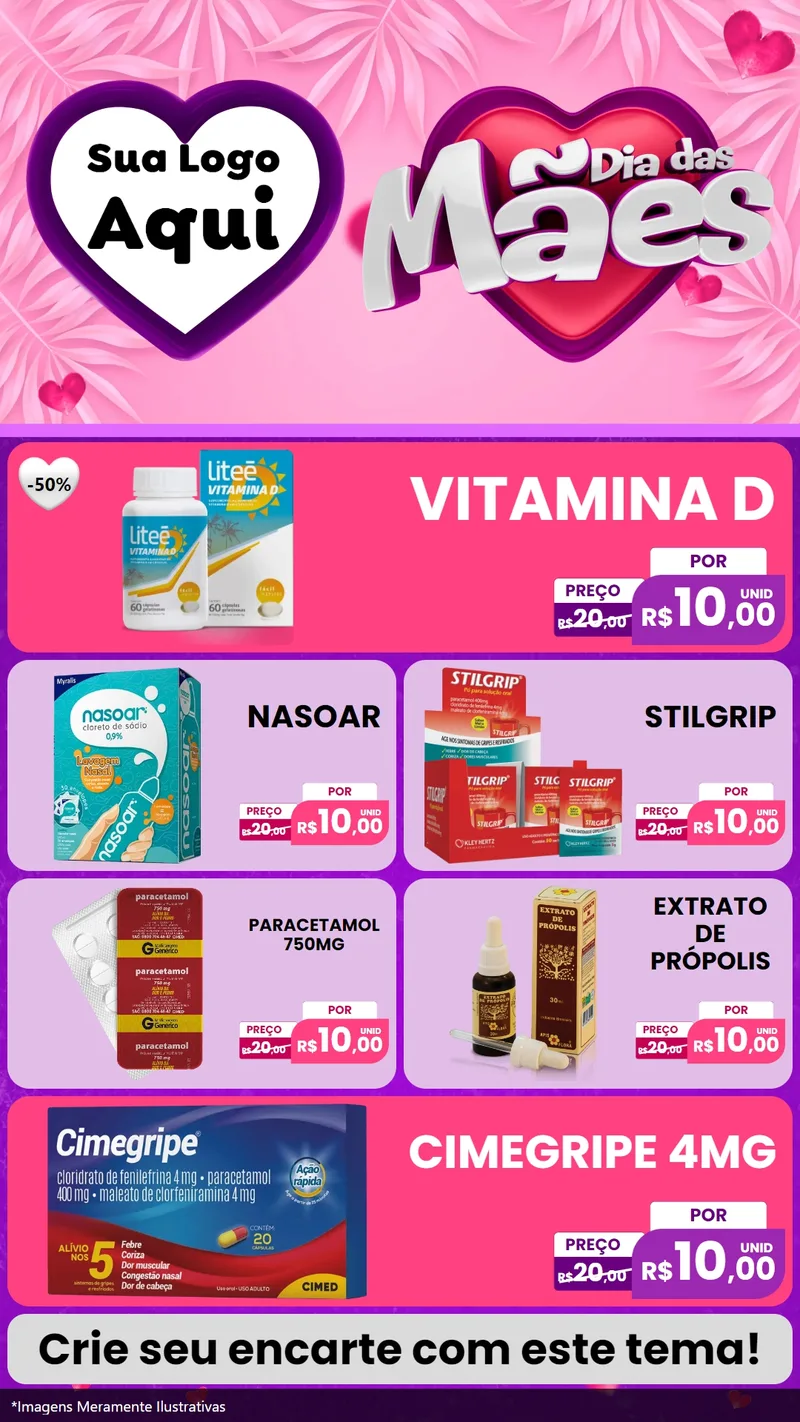 Modelo de TV para TV Vertical com o tema Dia das Mães para Farmácia