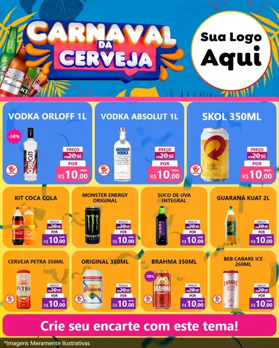 Modelo de Rede Social para Feed Instagram com o tema Carnaval da Cerveja para Distribuidora de bebidas