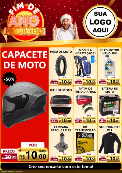 Modelo de Encarte para Encarte A4 Vertical com o tema Fim de Ano Premiado para Moto peças