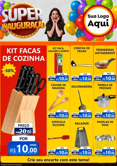Modelo de Encarte para Encarte A4 Vertical com o tema Super Inauguração para Utilidades Domésticas