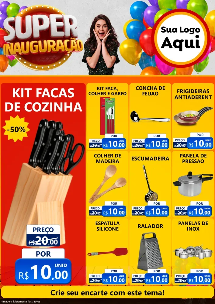Modelo de Encarte para Encarte A4 Vertical com o tema Super Inauguração para Utilidades Domésticas