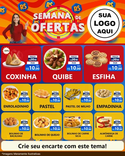 Modelo de Rede Social para Feed Instagram com o tema Semana de Ofertas para Salgadaria