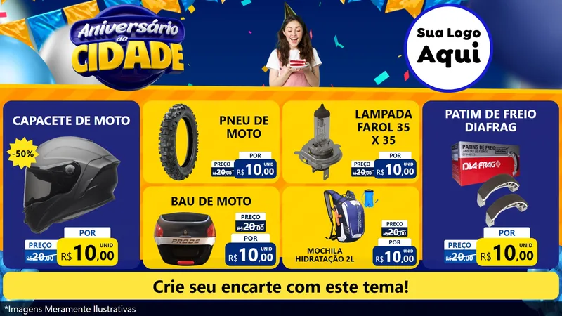 Modelo de TV para TV Horizontal com o tema Aniversário da Cidade para Moto peças