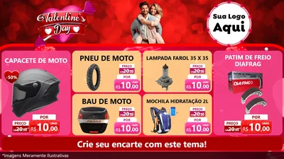 Modelo de TV para TV Horizontal com o tema Valentine's Day para Moto peças
